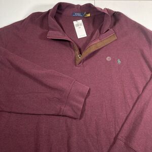 NEW Ralph Lauren Big&Tall 6XB Big Luxury‎ Jersey Quarter Zip Pullover Burgundy